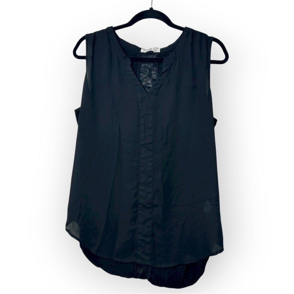 Ricki's Black Sleeveless Top Lace Detail Spine L